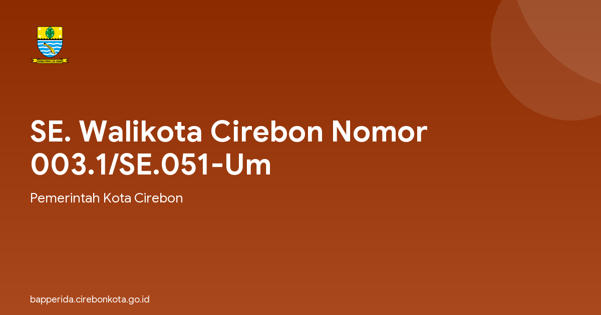 SE. Walikota Cirebon Nomor 003.1/SE.051-Um