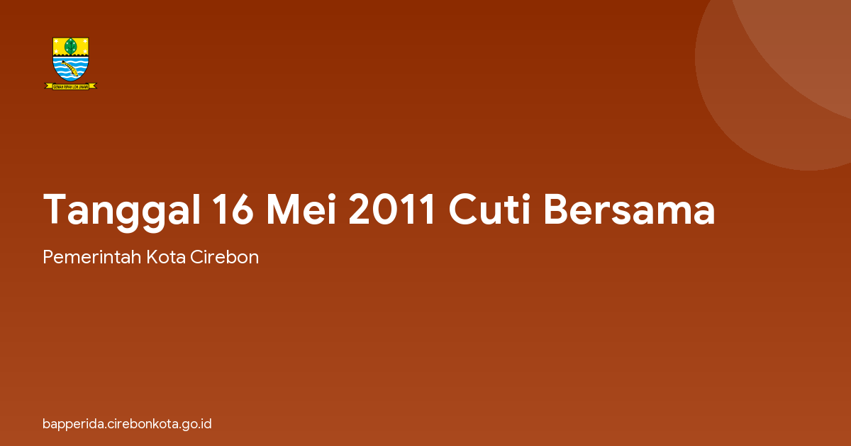 Tanggal 16 Mei 2011 Cuti Bersama