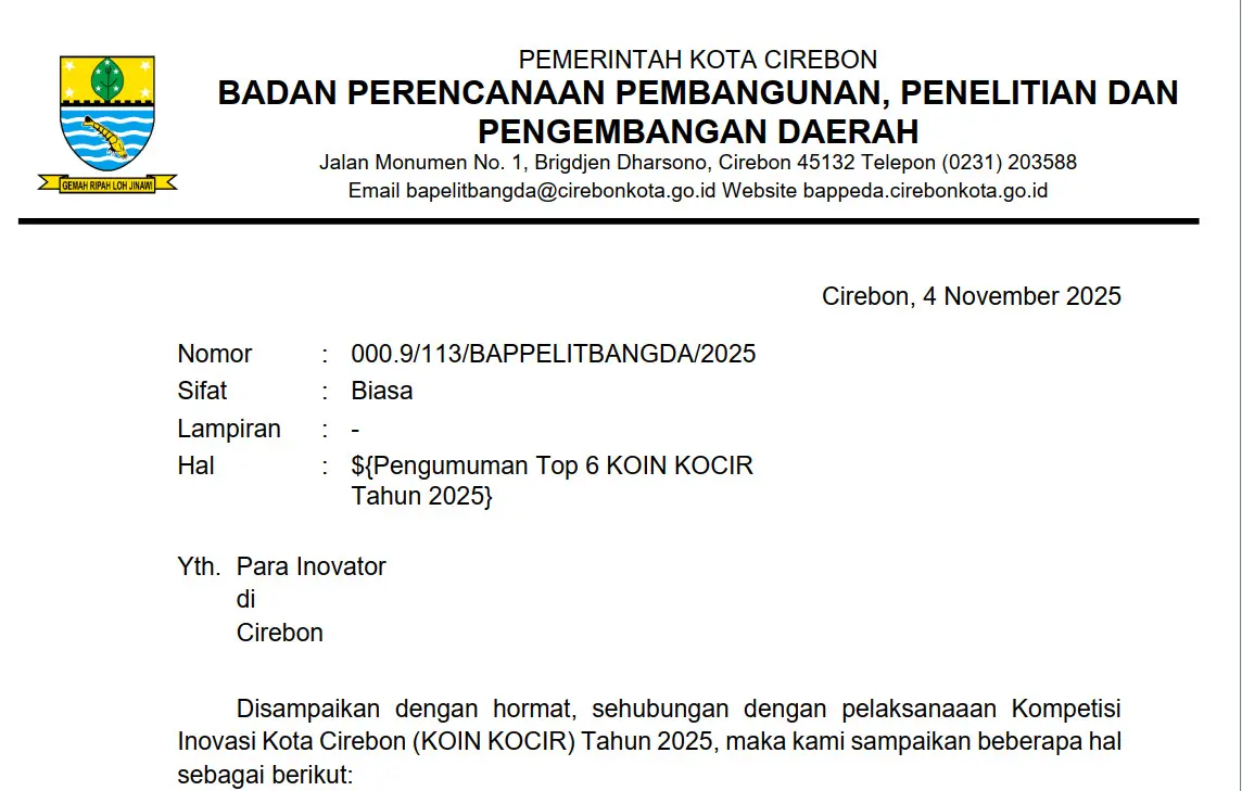 PENGUMUMAN TOP 6 KOIN KOCIR TAHUN 2025