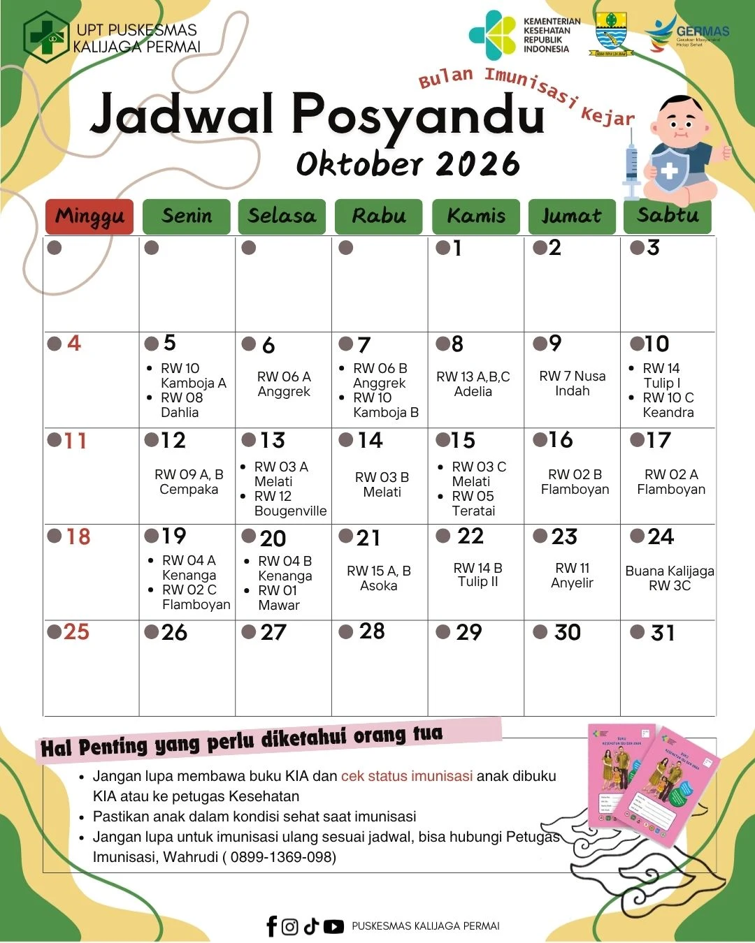 Jadwal Posyandu Kelurahan Kalijaga